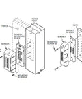 Diagram of Outdoor Wireless Magnetic Door Sensor 5816OD installation on fence showing sensor, screws, and magnet spacer details.