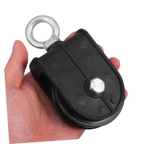 Heavy Duty 70mm Stainless Steel Cable Pulley Block Set With Silent Swivel Lifting Wheel For DIY Gym Pulley System Load Bearing Up To 100kg Detachable Design For Smooth Operation, black pulley in hand