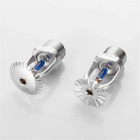 Heavy Duty Fire Sprinkler Heads 5 Pack High Temp 141 Degree Dn15 Half Inch Thread Upright Spray Nozzle close-up view with metallic finish.