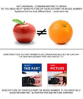 Comparison of apple and orange with text, highlighting differences in washer parts. Washer Water Drain Pump Motor AP5672257 info.