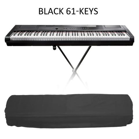 Black 61-Key digital piano with keyboard protector, 88 Key Digital Piano Dust Cover Soft Breathable Fabric Keyboard Protector shown separately