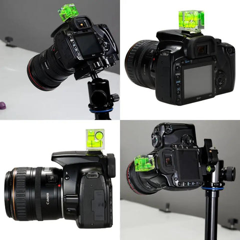 Gotta Have Straight Up Dope Triple Axis Bubble Spirit Level For Canon Nikon Pentax DSLR Cameras on tripod in four angles.