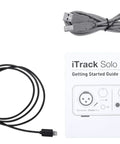 Cables and manual for USB Audio Interface for Mac, PC, and iPad With XLR Mic Preamps, 48V Phantom Power, Guitar Input, Plug And Play Recording