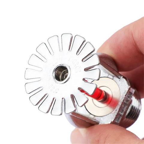 Workhorse Bronze Pendent Fire Sprinkler Head Half Inch Automatic Heat Activated 68 Degree visible from bottom view with red activation mechanism.