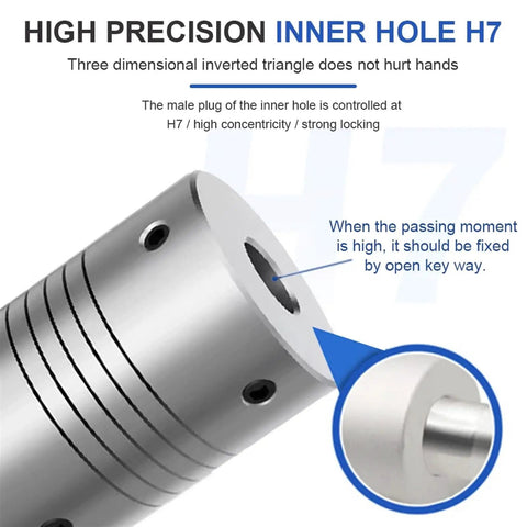 Heavy Duty Aluminum Flexible Shaft Coupler Winding Connector For Motor Gearbox 8mm To 18mm with high precision inner hole H7.