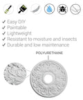Attica Rose Ceiling Medallion Ultra Pure White, 26 Inch Diameter, easy DIY, paintable, lightweight, durable polyurethane