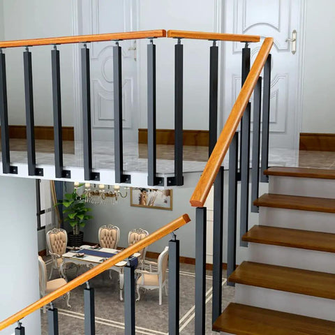 Tough As Nails Side Mount Stair Railings And Deck Balusters With Adjustable Angle Brackets Complete Hardware Kit Black 41 Inch view of installed stair railing