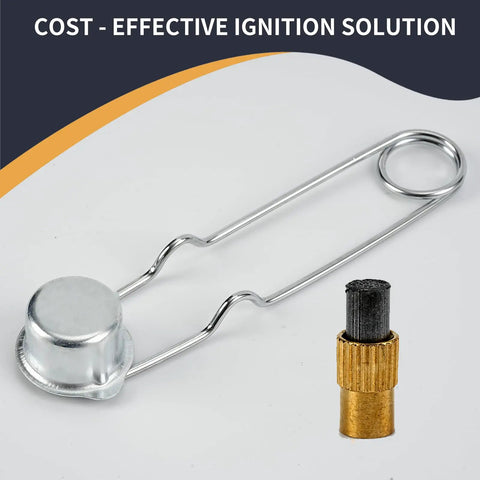Image of Heavy Duty Torch Flint Spark Igniter Kit With 10 Flint Consumables and stainless steel igniter on white background.