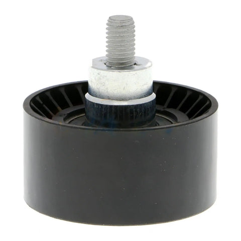 Premium Left Accessory Drive Belt Idler Pulley For BMW 535i XDrive Models 2011 To 2016, durable black plastic with metal shaft.
