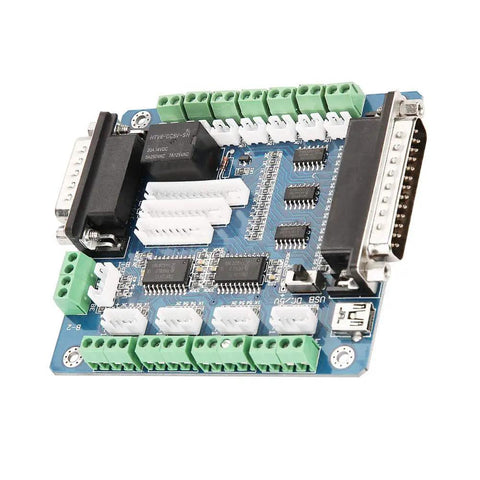 Beefy 5 Axis Stepper Motor Driver Controller Breakout Board Delivers Top Notch CNC Performance for DIY Makers Smooth Multi Axis Motion With Bipolar Signal Processing 5-axis CNC board with terminal blocks and USB port