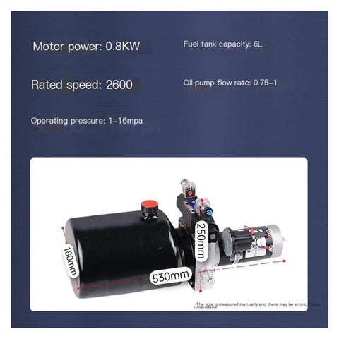 Heavy Duty Hydraulic Power Unit Pump Station For Forklift Tailgate Lift Plug And Play 12 Volt 0.8 KW with 6L fuel tank capacity.