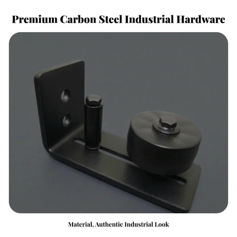 Easy Ultra Smooth Sliding Barn Door Floor Guide Bottom Roller Track Stabilizer Quiet Glide Zero Drag Rig built solid black steel industrial hardware.