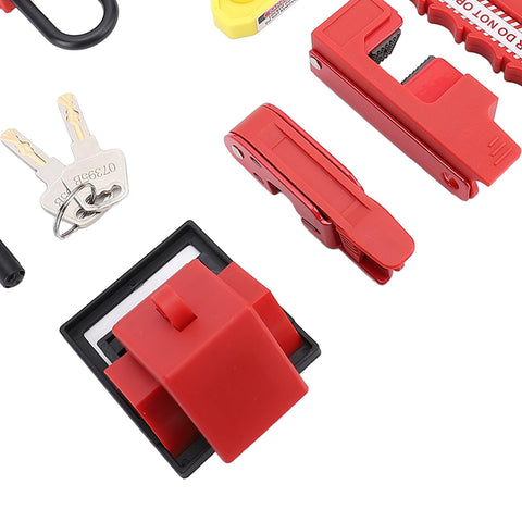 All In One Electrical Lockout Tagout Kit With 8 Locks And 6 Hole Hasp, Nylon PA Circuit Breaker Lockout Devices with keys and hasp