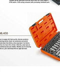 Pro Grade 60 Piece Three Eighth Inch Drive Tool Box Set Kit In Orange Case With Chrome Vanadium Tools, Ratchet, Sockets, Bits