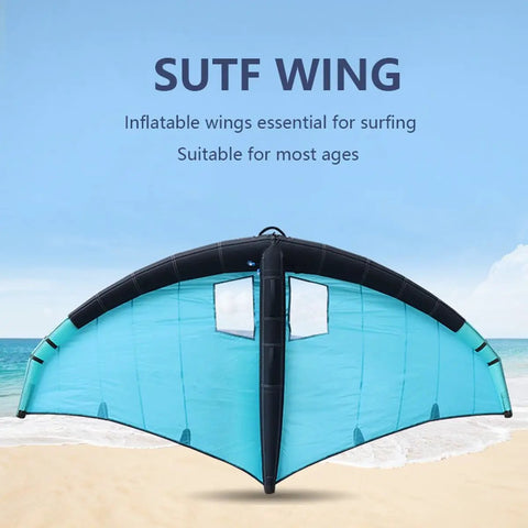 Inflatable Wing For Wind Wing Foiling And Watersports, Totally Sturdy Polyester Surf Wing With Dual Airbags on beach.