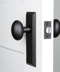 Keep Plate With Aeg Knob In Matte Black Iron For Modern Doors Slick Rustic Industrial Hardware Set on white door