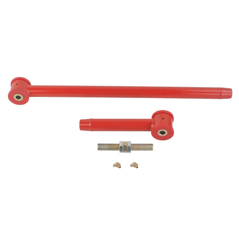 Beefed Up Adjustable Rear Panhard Track Bar For Rock Solid Wheel Alignment Smooth Quiet Ride Heavy Duty Bushing Lubrication For Off Road And Street Performance red steel bar and hardware