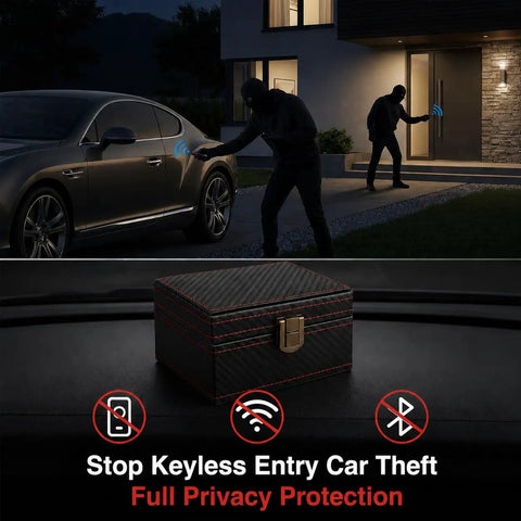 Faraday Key Fob Box For Car Keys, RFID Signal Blocking Case, Anti Theft Shield Cage that locks out WiFi Bluetooth car key signals