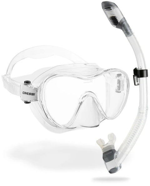 Frameless Snorkel Mask Kit With Dry Top Snorkel For Easy Breathing And Splash Free Action Grab And Go All In One