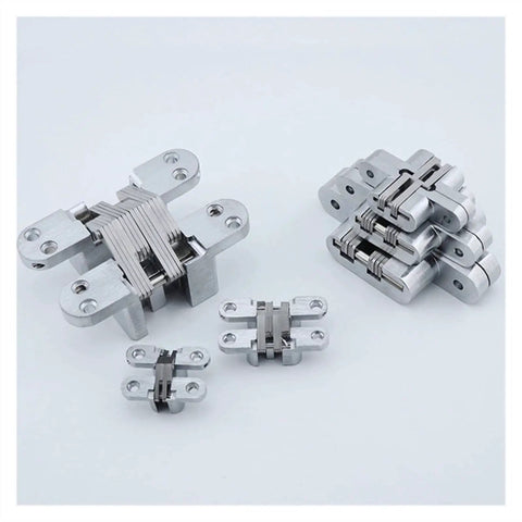 Stainless Steel Concealed Cross Folding Door Hinge Heavy Duty Load Rugged Hidden Double Spring Hinge For Furniture Hardware No7 Size