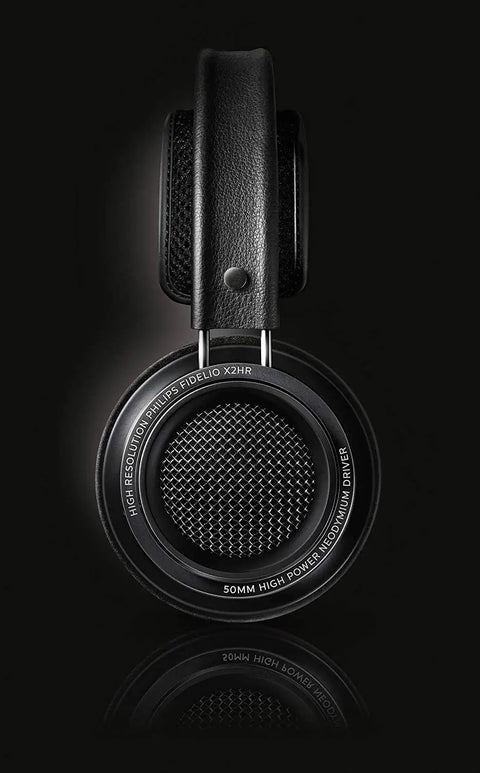 Open Back Over Ear Wired Headphones With 50mm Neodymium Drivers Black Studio Monitor Quality Detachable Cable Replaceable Memory Foam Earcushions Breathable Velour Hi Res Audio Certified Pro Grade For Mixing And Critical Listening, showing side view with mesh cover.