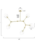 Diagram of Matte Gold Five Light Adjustable Chandelier Pendant With Clear Glass Shades Dope Modern Ceiling Lighting Fixture