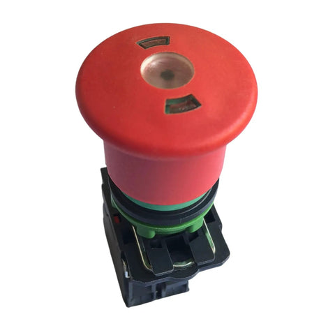 Premium Heavy Duty Emergency Stop Button For Scissor Lifts showing red top with indicator lamp and sturdy base construction.