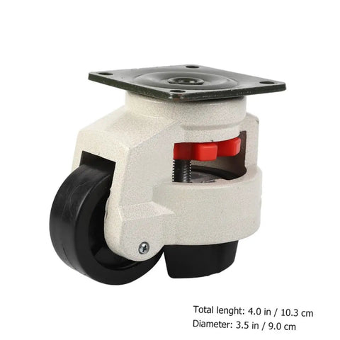 Hella Durable Workbench Leveling Wheels 4 Pack Heavy Duty Swivel Casters Providing No Sweat Universal Furniture Transport Rollers For Copiers And Modular Gear Racks close up view of a single caster.
