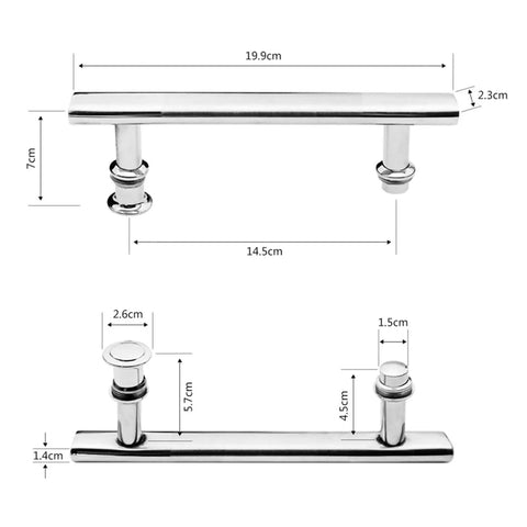 2 Pack Sliding Round Tube Cabinet Knobs Set ABS Stainless Steel Door Handle Hinge dimensions for interior doors