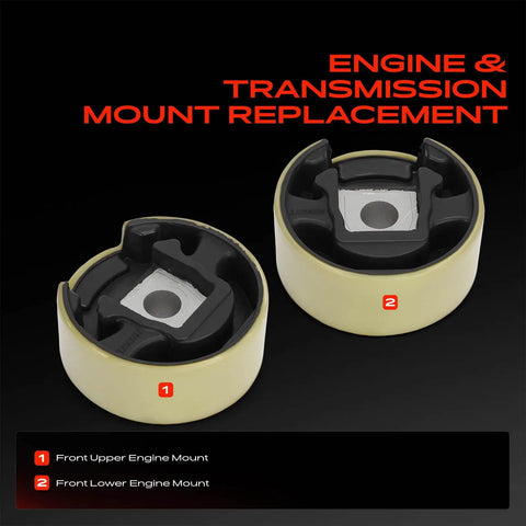 Keep Your Daily Driver Smooth And Steady With This Beefy Set Of Two Engine Motor Mounts Designed For Audi A3 Gti Cc Eos And Jetta 2005 To 2016 Bolt On Install, showing front upper and lower engine mounts.