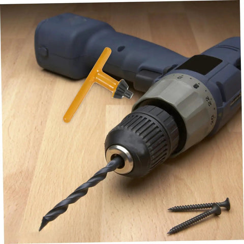 Rock Solid Four Piece T Handle Drill Chuck Key Set Universal Fit For Any Bench Or Floor Machine with ergonomic rubber grip.