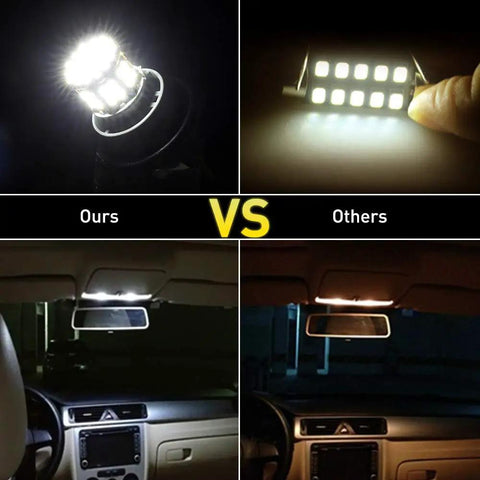 Comparison of Bright 12V White LED Bulbs Kit With 50 SMDs for 1156 1141 1003 and standard car interior lights