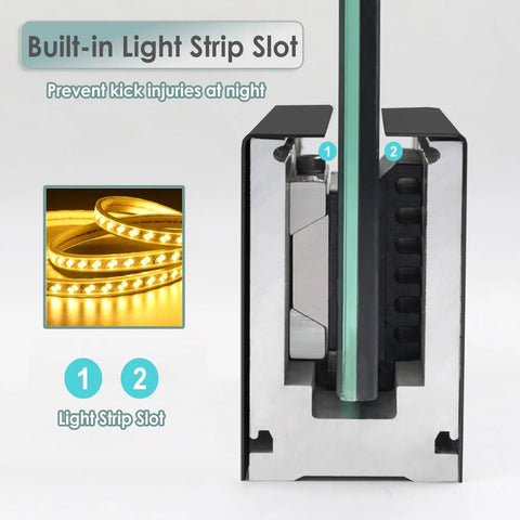 Tough As Nails Deck Railing Glass Spigot Clamp With Side Mount Bracket showing built-in light strip slot for safety and visibility.