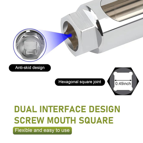 Close-up of Oxygen Sensor Socket And Oil Pressure Sensor Wrench Remover Tool, 0.87 Inch 6 Point I Type Side Gate, dual interface design.