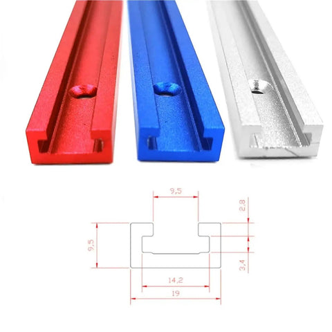 Heavy Duty Aluminum T Track Miter Jig Slot For Table Saw And Router Bench Rig No Sweat Install Smooth Glide Tight Clamp Grip Game Changing Woodworking Chute Tool 300 Millimeter red blue white tracks with dimensions