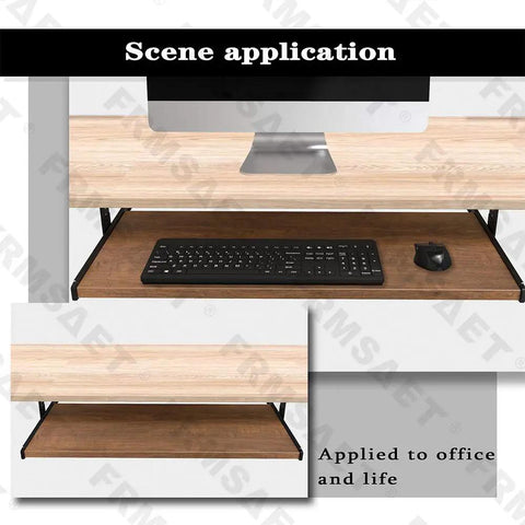 Slick Under Desk Keyboard Tray Platform Extra Wide 30 Inch Wooden Organizer For Gaming And Home Office Heavy Duty Ball Bearing Slides for office setup with keyboard and mouse.