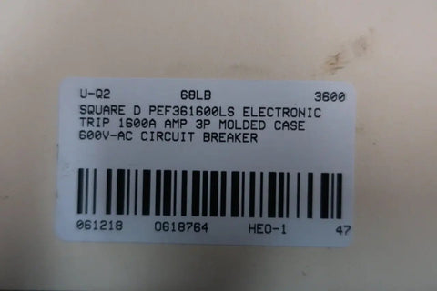 Kick The Heavy Lifting Up A Notch With This Straight Shooter Electronic Trip Circuit Breaker Rated At 1600 Amp 3 Pole And 600 Volt AC To Keep Your Grid Locked In And Deliver Bang For Your Buck Heavy Duty Protection label showing specifications including model and capacity.