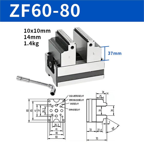 Gotta Have This Tough As Nails 4 5 Axis Self Centering CNC Machining Vise Featuring Rock Solid Pneumatic Fixture And Rapid Positioning Build for ZF60-80 model dimensions