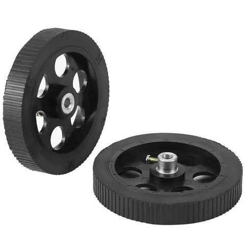 Top Shelf Six Digit Mechanical Meter Counter With Dual Rolling Wheels For Dead Accurate Length Measurement On Textiles Printing And Artificial Leather Easy Zero Reset Tracking System: two black wheels for measuring device.