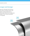 Gauge comparison for ADA1823 Single Bowl Stainless Steel Sink With Three Quarters Inch Radius Heavy Duty 18 Gauge 304 Construction