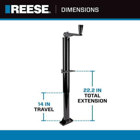 Round A-Frame Trailer Jack With 2000 LB Lift Capacity, Topwind, Bolt-On Mount, 14 Inch Travel, Heavy-Duty Steel Construction