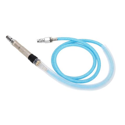 Heavy Duty Pneumatic Pencil Die Grinder Featuring Wicked Fast 70000 RPM Air Motor attached to a flexible air hose for precision work.