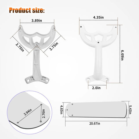 Dimensions and diagram of 52 Inch Ceiling Fan Blade Arm Set Replacement Kit Five Arms For SL2P Mount Beefy Brackets And Easy Install