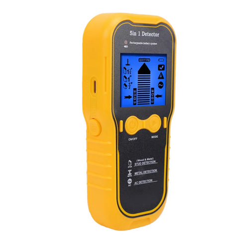 Ejoyous Wall Detector 5 in 1 Electrical Wire and Stud Finder with LCD screen showing detection modes and controls.