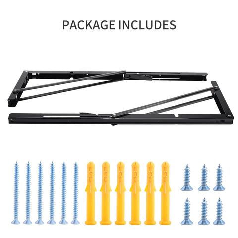 Super Heavy Duty 24 Inch Folding Shelf Brackets Black Sleek L Braces With 330 Pound Load Rating Set of 2 hardware and screws included