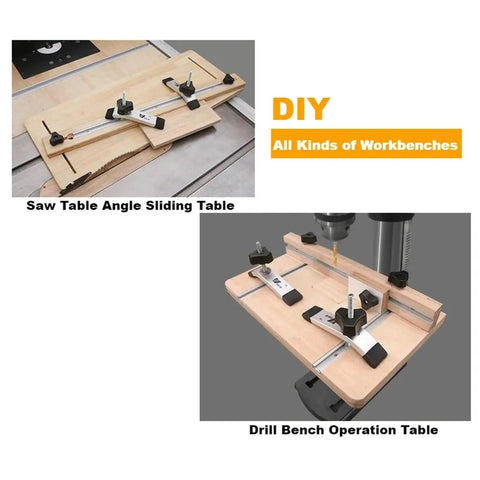 Heavy Duty Aluminum T Track Miter Jig Slot For Table Saw And Router Bench Rig No Sweat Install Smooth Glide Tight Clamp Grip Game Changing Woodworking Chute Tool 300 Millimeter on sliding tables for saw and drill benches.
