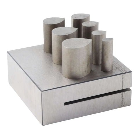 Punch Die Disc Cutter Set For DIY Jewelry Making with seven drop shaped dies, flat bottom on a 62 mm base, 45 steel, for metal gasket and sheet metal