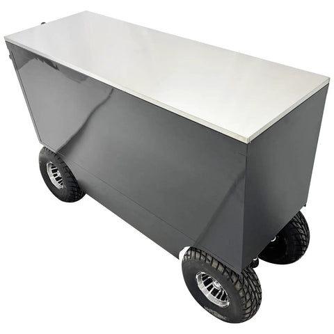 Badass Heavy Duty 500kg Rolling Toolbox With 7 Drawers Off Road Tires Racing Pit Wagon Cart featuring a gray chassis and silver top.