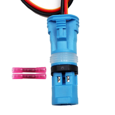Abs Wheel Speed Sensor Connector Pigtail Drop In Replacement Fits Bmw X5 E53 Mini Cooper R50 R52 R53 R60 showing blue connector with wires.