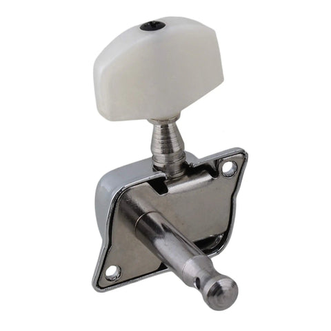 Chrome banjo machine head tuning peg from Banjo Machine Head Tuning Peg Set With Bushings Chrome Metal Replacement Parts For Guitar And Banjo Includes 4 Machine Heads 4 Bushings And 1 Non Slip Peg Durable Drop In Upgrade For Worn Out Tuning Nails on white background